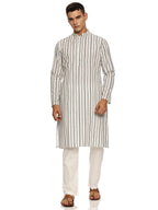 KuJee Crafts Men's Cotton Kurta Pajama Set with Dobby Texture in White Color.