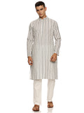 KuJee Crafts Men's Cotton Kurta with Dobby Texture in White Color.