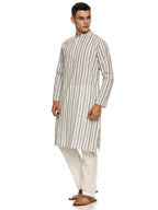 KuJee Crafts Men's Cotton Kurta with Dobby Texture in White Color.