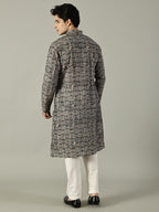 KuJee Crafts Men's Cotton Kalamkari Fabric Kurta Set ( Kurta & Pyjama) with Blue Base (2pcs).