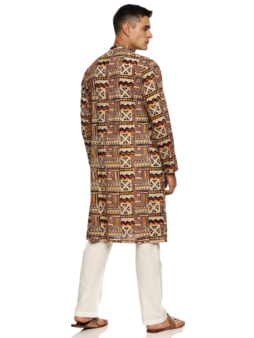 KuJee Crafts Men's Cotton Kalamkari Fabric Kurta.