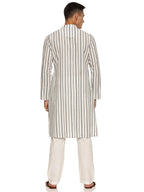 KuJee Crafts Men's Cotton Kurta with Dobby Texture in White Color.