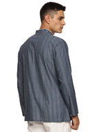 KuJee Crafts Men’s Blue Striped Cotton Short Kurta.
