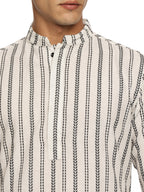 KuJee Crafts Men's Cotton Kurta Pajama Set with Dobby Texture in White Color.