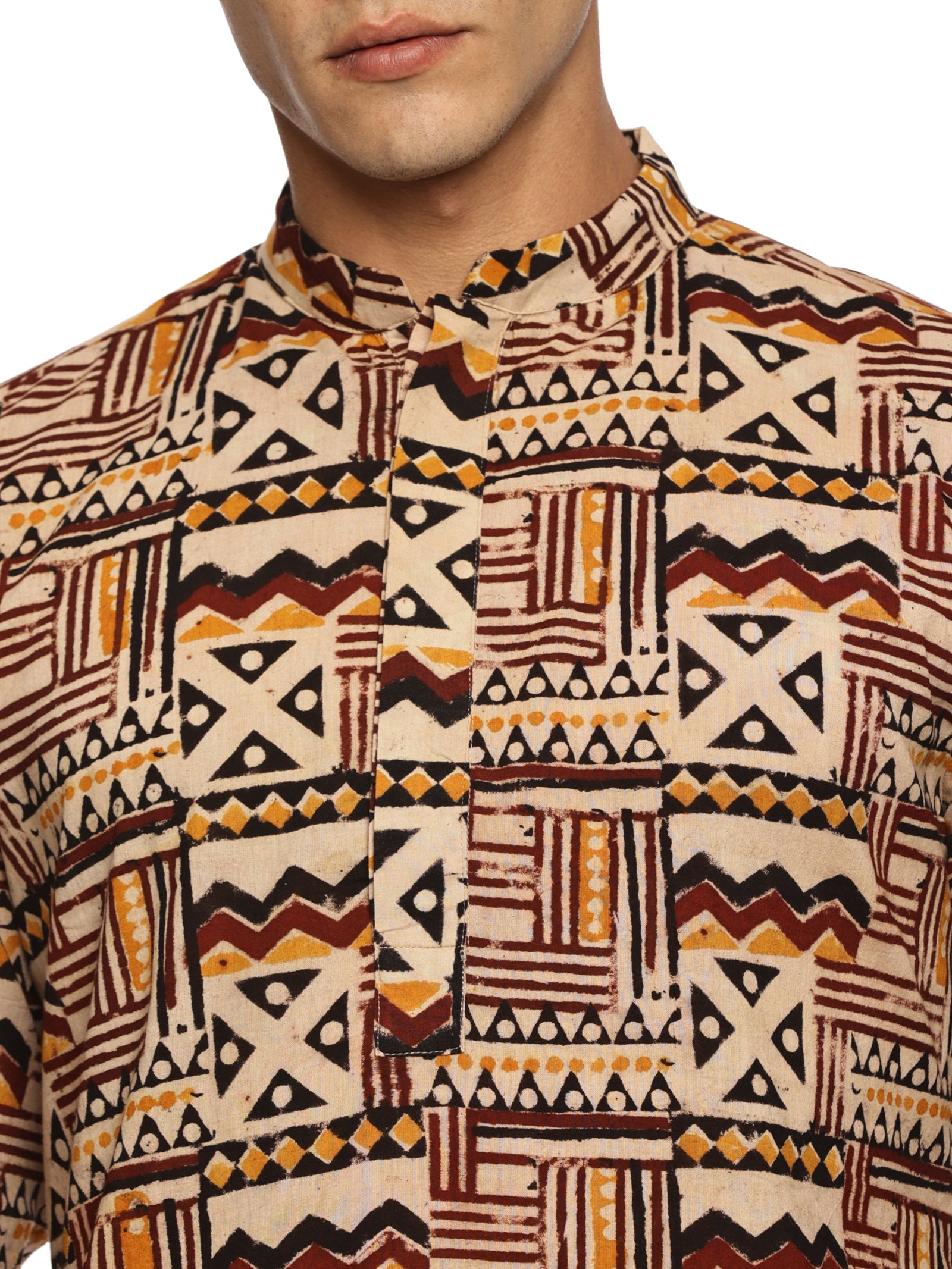 KuJee Crafts Men's Cotton Kalamkari Fabric Kurta Pajama set.