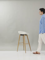 KuJee Crafts Men's Short Cotton Kurta with Dobby Texture in Blue.